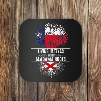 Texas Home Alabama Roots State Tree Flag Love Gift Coaster