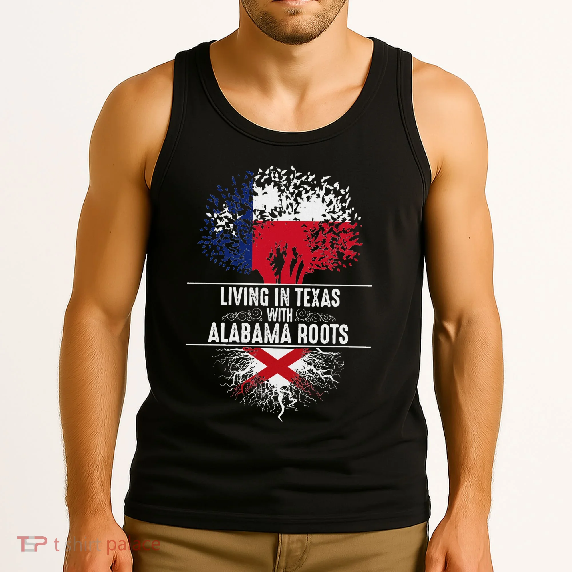 Texas Home Alabama Roots State Tree Flag Love Gift Tank Top
