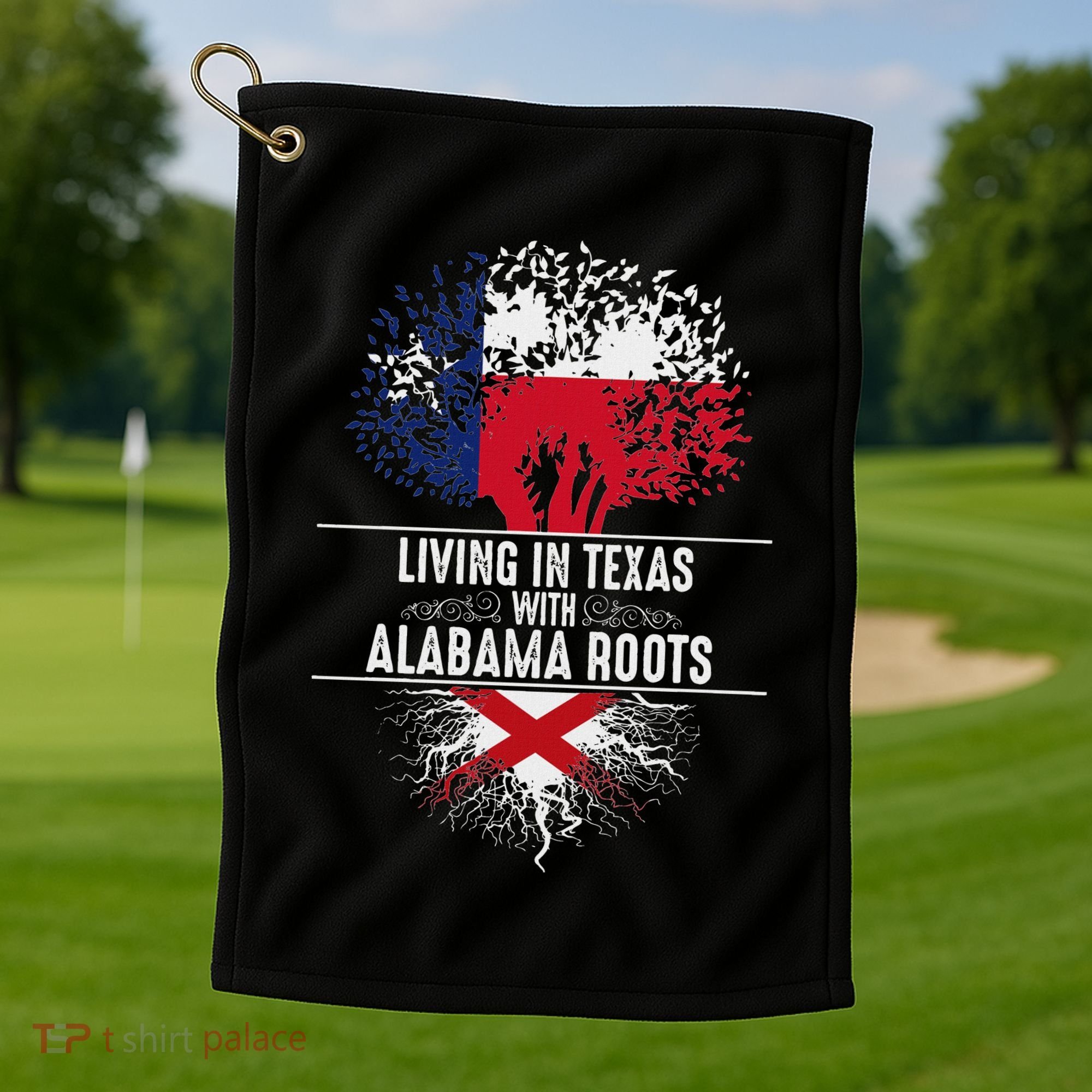 Texas Home Alabama Roots State Tree Flag Love Gift Golf Towel