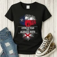 Texas Home Alabama Roots State Tree Flag Love Gift Women's T-Shirt thumb 3