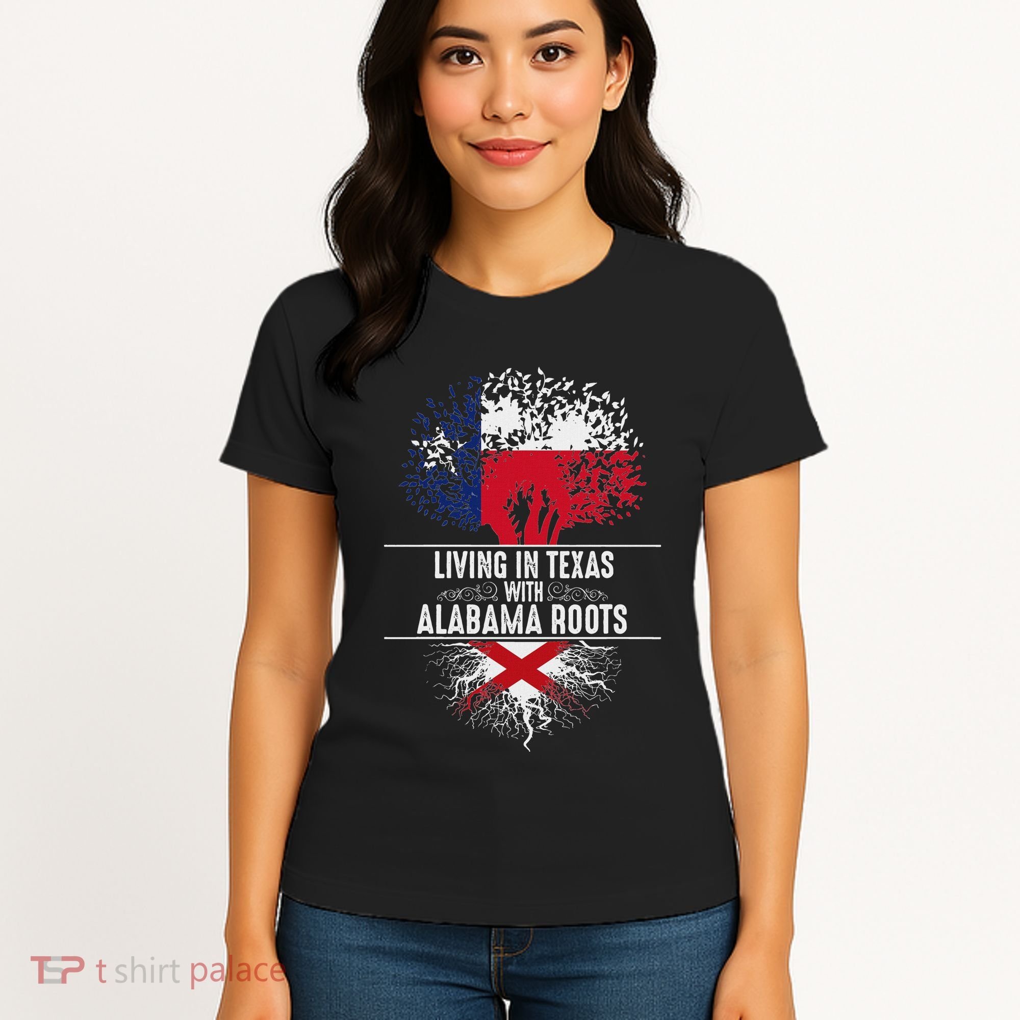 Texas Home Alabama Roots State Tree Flag Love Gift Women's T-Shirt