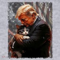 Trump Hugging An Orange Cat 2024 Make Cats Safe Again Women's Sweatshirt thumb 2