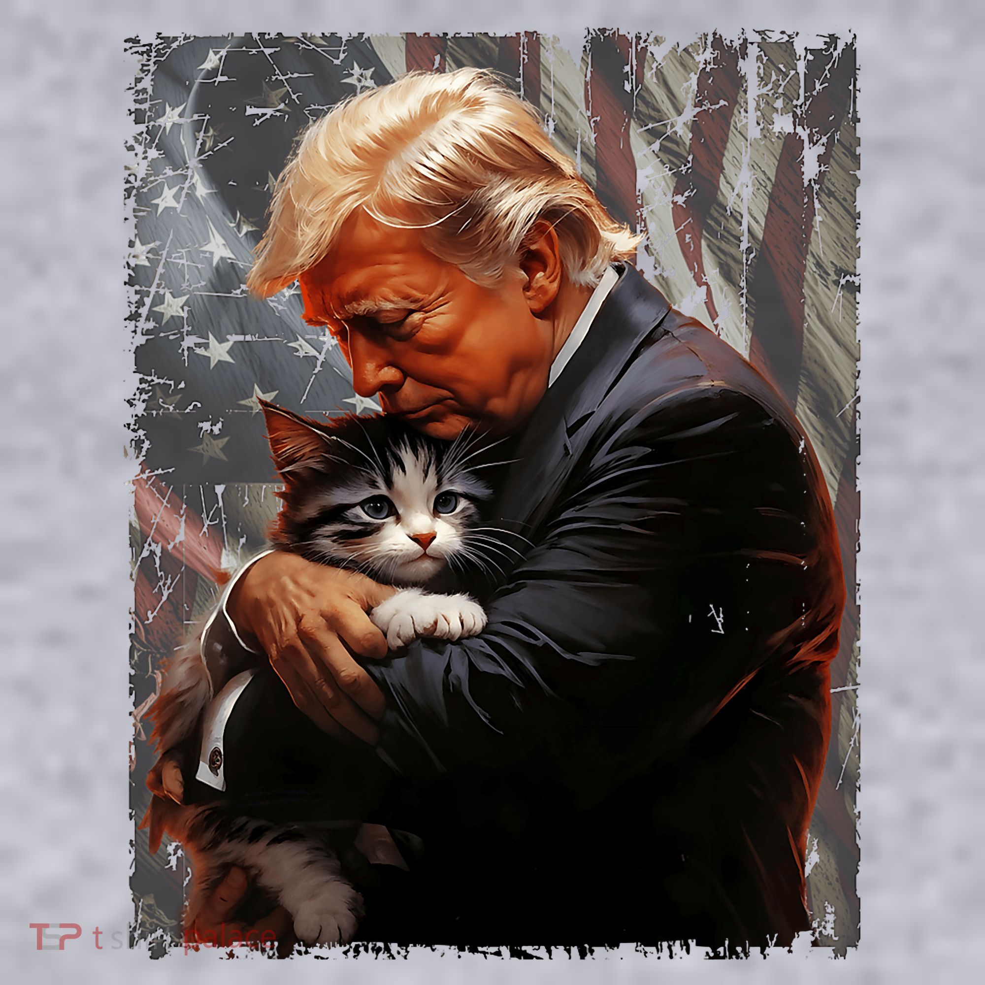 Trump Hugging An Orange Cat 2024 Make Cats Safe Again Women's Sweatshirt