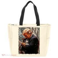 Trump Hugging An Orange Cat 2024 Make Cats Safe Again Tote Bag thumb 0