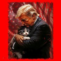 Trump Hugging An Orange Cat 2024 Make Cats Safe Again Santa Hat thumb 1