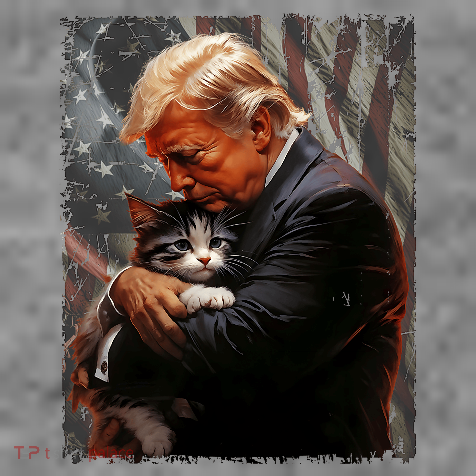 Trump Hugging An Orange Cat 2024 Make Cats Safe Again Toddler Hoodie