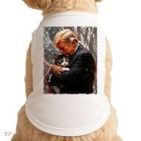 Trump Hugging An Orange Cat 2024 Make Cats Safe Again Doggie Tank thumb 0