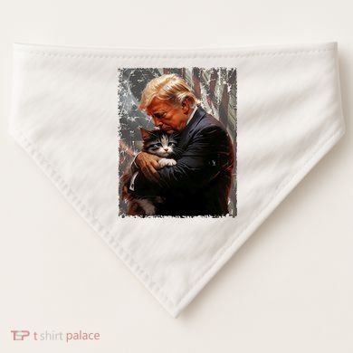 Trump Hugging An Orange Cat 2024 Make Cats Safe Again USA-Made Doggie Bandana