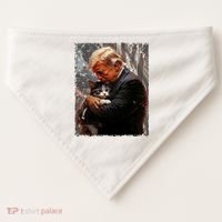 Trump Hugging An Orange Cat 2024 Make Cats Safe Again USA-Made Doggie Bandana thumb 0