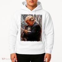 Trump Hugging An Orange Cat 2024 Make Cats Safe Again Hoodie thumb 2