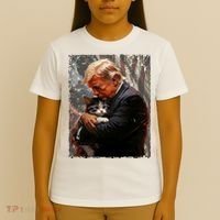 Trump Hugging An Orange Cat 2024 Make Cats Safe Again T-Shirt thumb 4