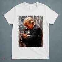 Trump Hugging An Orange Cat 2024 Make Cats Safe Again T-Shirt thumb 5