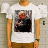 Trump Hugging An Orange Cat 2024 Make Cats Safe Again T-Shirt thumb 6