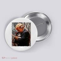 Trump Hugging An Orange Cat 2024 Make Cats Safe Again Button thumb 0