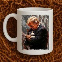 Trump Hugging An Orange Cat 2024 Make Cats Safe Again Coffee Mug thumb 2
