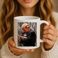 Trump Hugging An Orange Cat 2024 Make Cats Safe Again Coffee Mug thumb 3