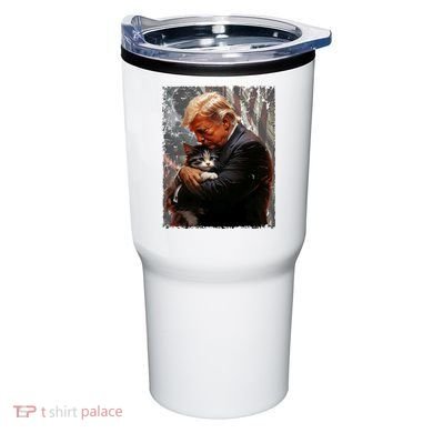Trump Hugging An Orange Cat 2024 Make Cats Safe Again Tumbler