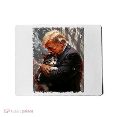 Trump Hugging An Orange Cat 2024 Make Cats Safe Again Mousepad