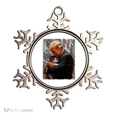 Trump Hugging An Orange Cat 2024 Make Cats Safe Again Ornament