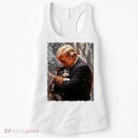 Trump Hugging An Orange Cat 2024 Make Cats Safe Again Women's Tank Top thumb 0