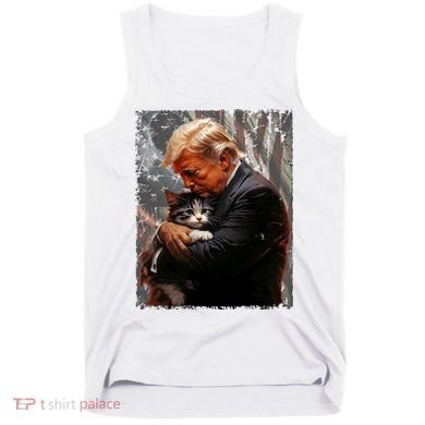 Trump Hugging An Orange Cat 2024 Make Cats Safe Again Tank Top
