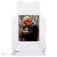 Trump Hugging An Orange Cat 2024 Make Cats Safe Again Tank Top thumb 0