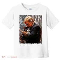 Trump Hugging An Orange Cat 2024 Make Cats Safe Again Toddler T-Shirt thumb 0