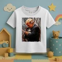 Trump Hugging An Orange Cat 2024 Make Cats Safe Again Toddler T-Shirt thumb 3