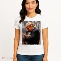 Trump Hugging An Orange Cat 2024 Make Cats Safe Again Women's T-Shirt thumb 4