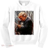 Trump Hugging An Orange Cat 2024 Make Cats Safe Again Kids Sweatshirt thumb 0
