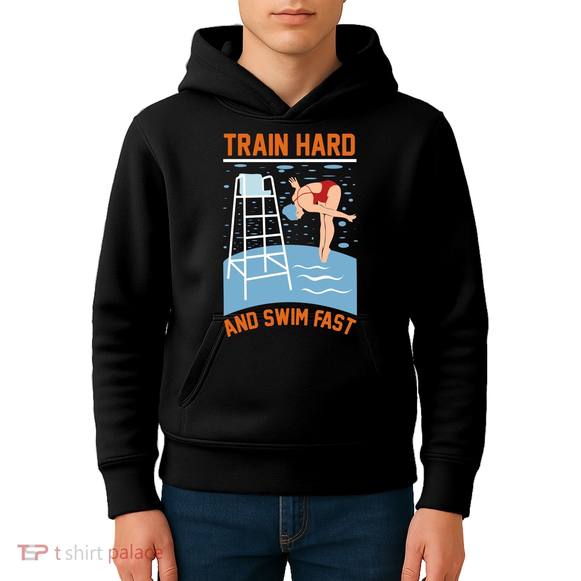 Train Hard And Swim Fast Kids Hoodie