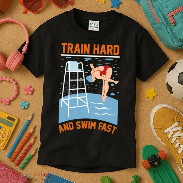 Train Hard And Swim Fast Kids T-Shirt