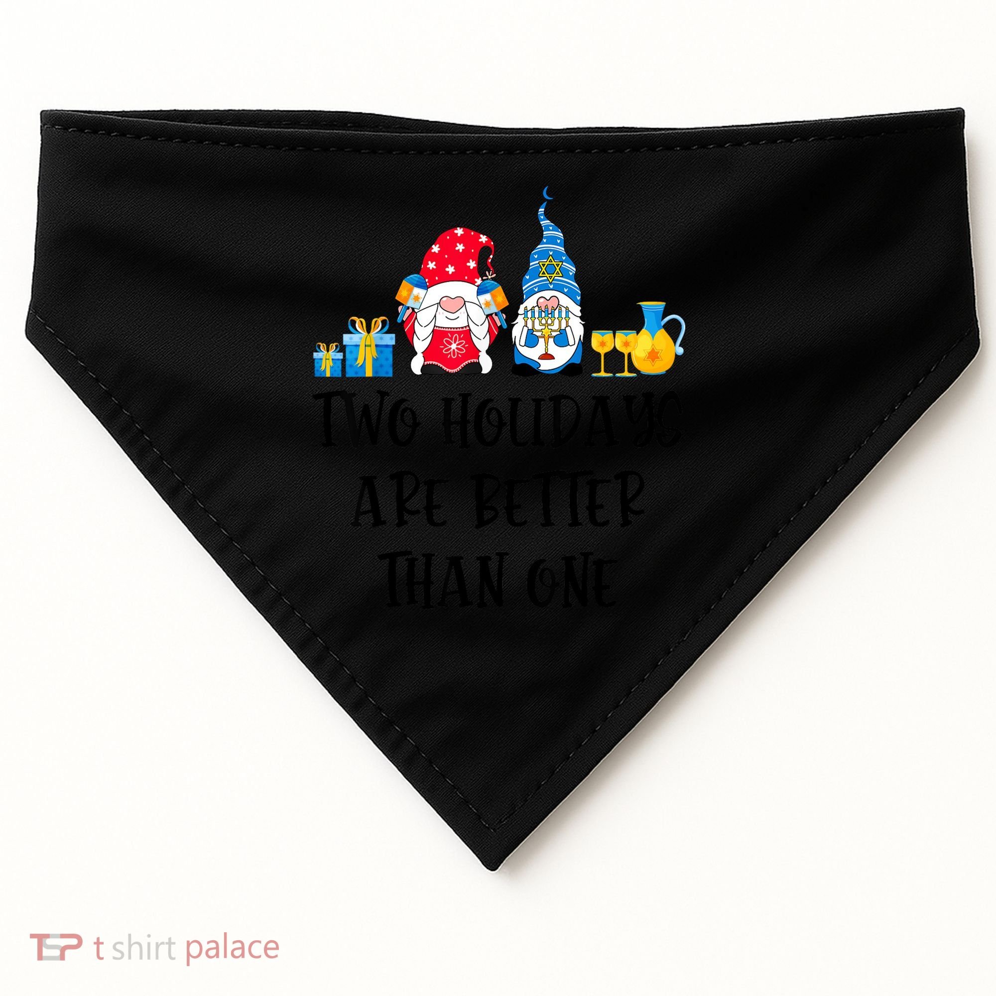 Two Holidays Are Better Than One Christmas Hanukkah Jewish USA-Made Doggie Bandana