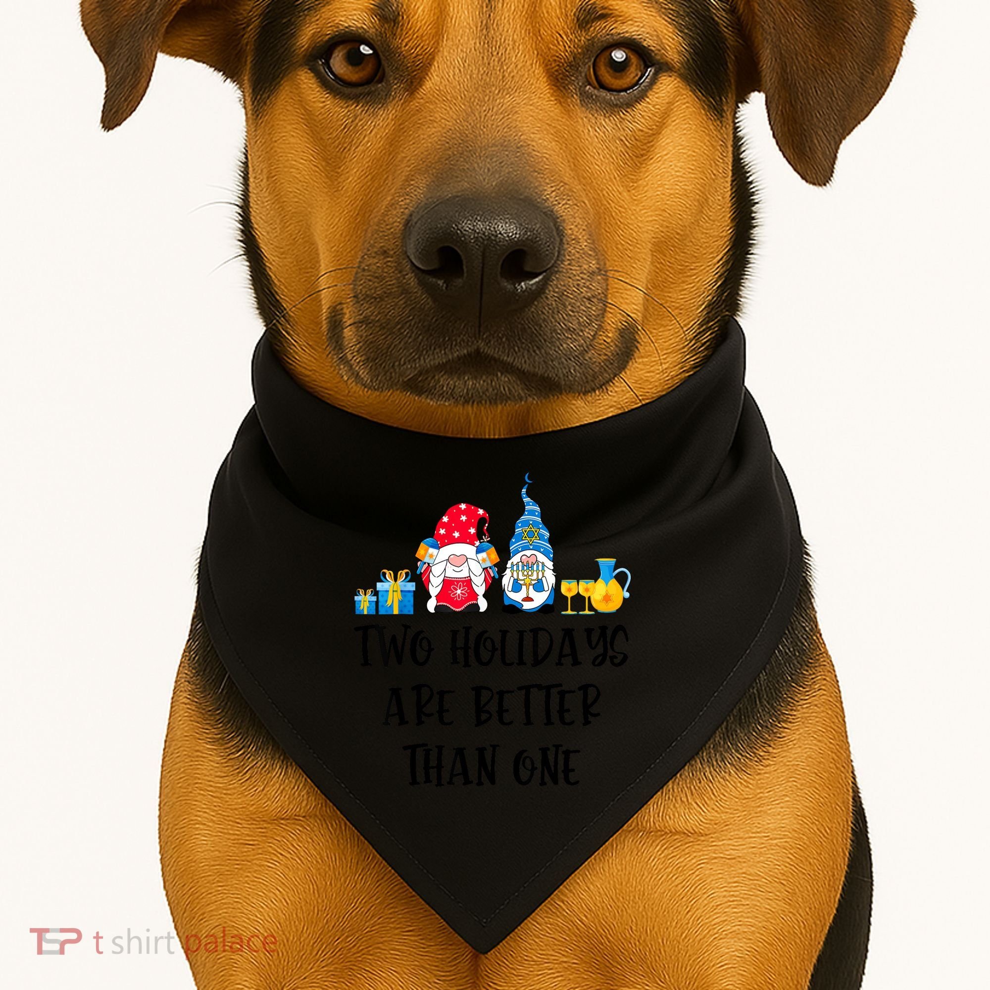 Two Holidays Are Better Than One Christmas Hanukkah Jewish USA-Made Doggie Bandana