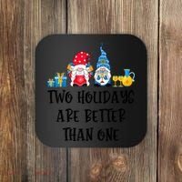 Two Holidays Are Better Than One Christmas Hanukkah Jewish Coaster thumb 0