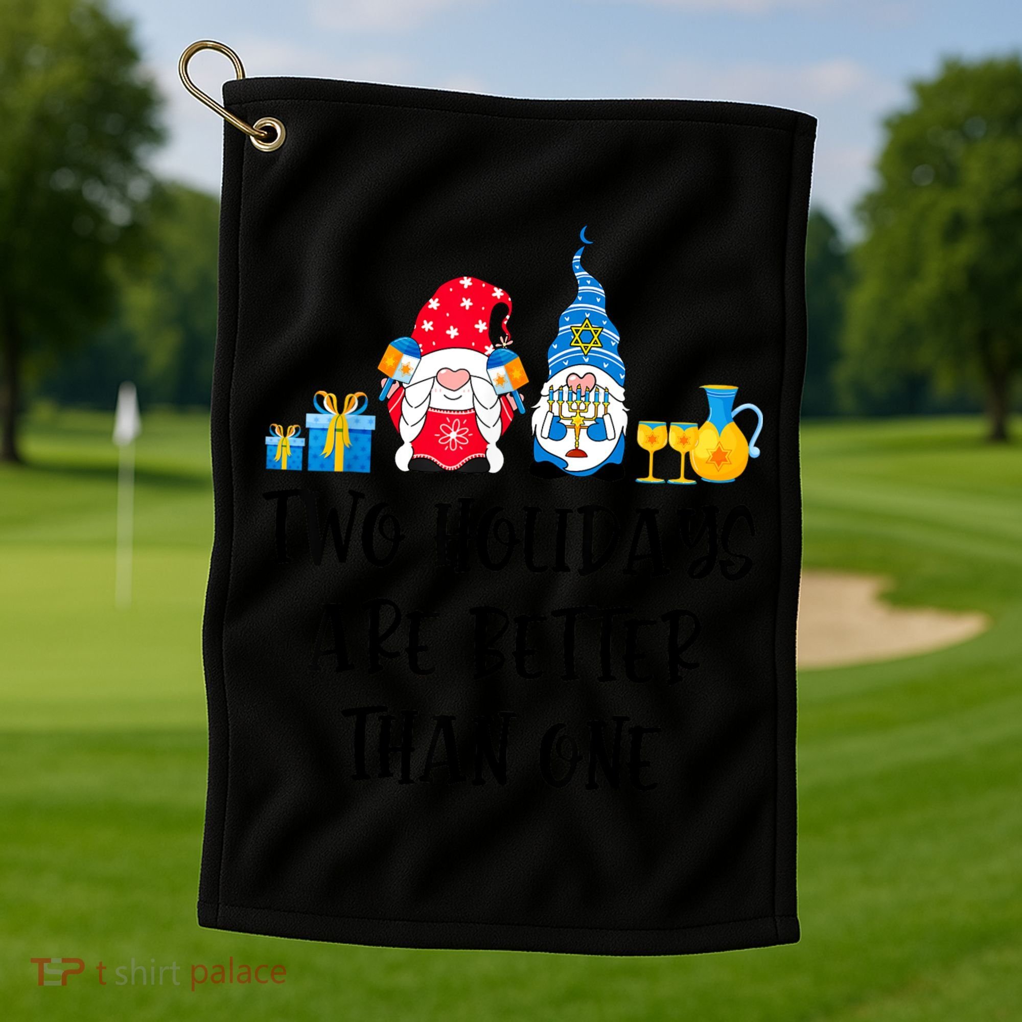 Two Holidays Are Better Than One Christmas Hanukkah Jewish Golf Towel