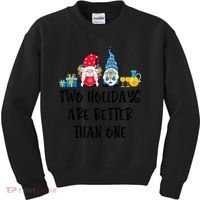 Two Holidays Are Better Than One Christmas Hanukkah Jewish Kids Sweatshirt thumb 0