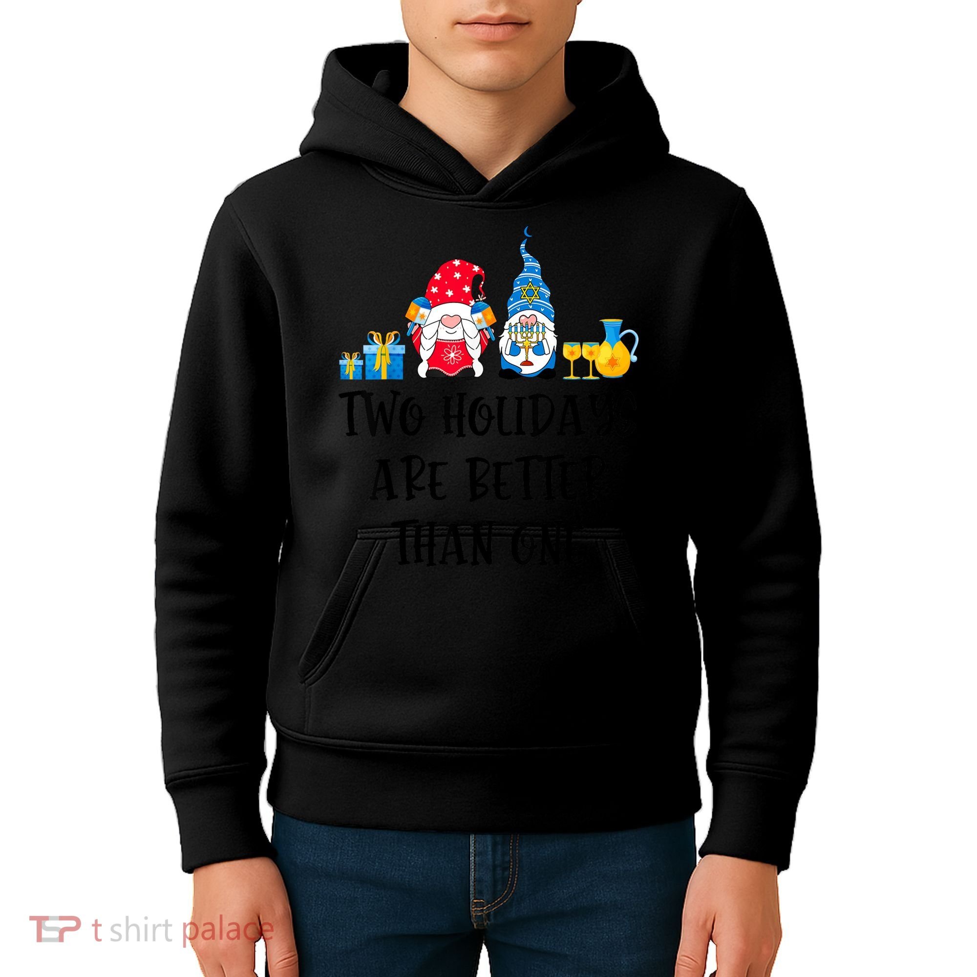 Two Holidays Are Better Than One Christmas Hanukkah Jewish Kids Hoodie