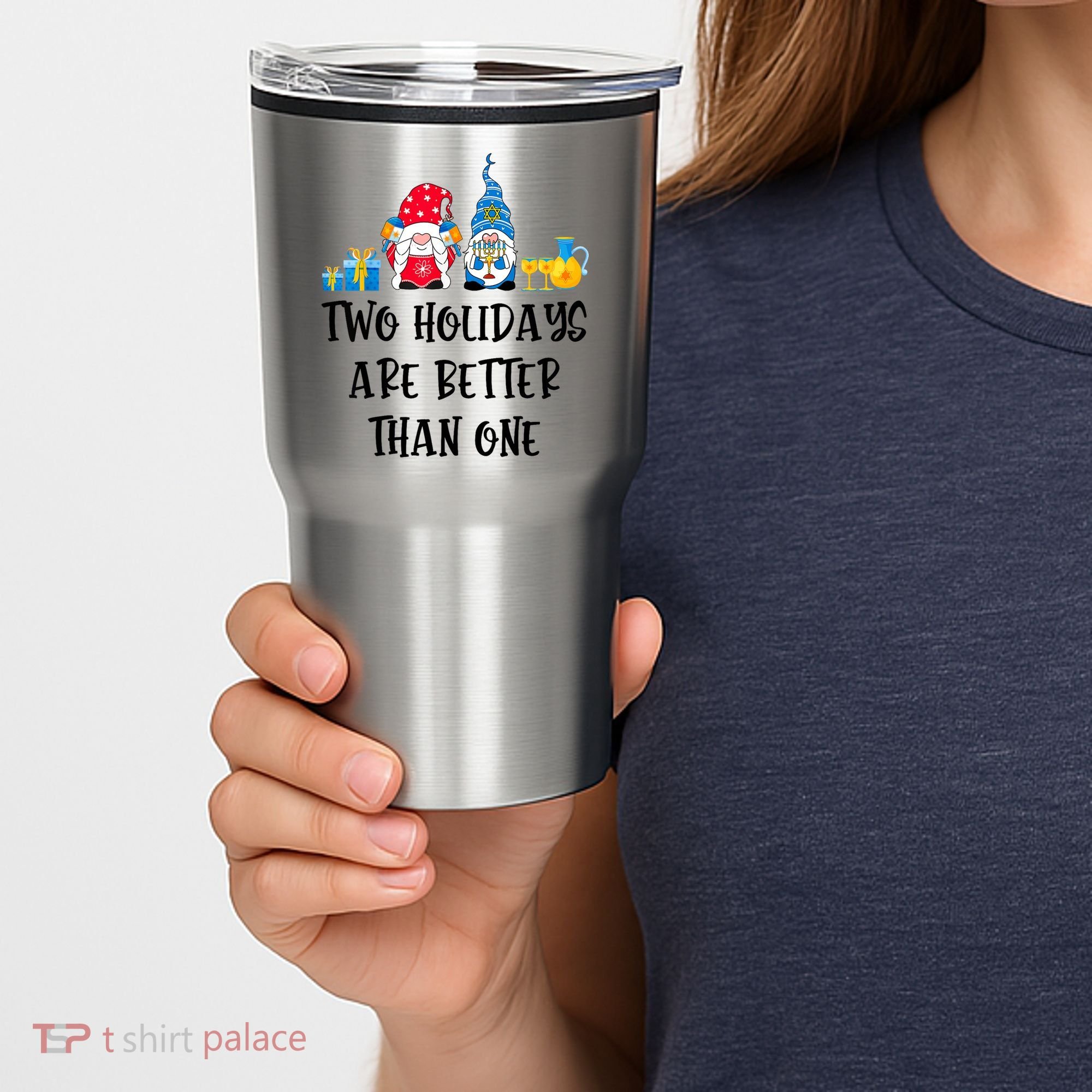 Two Holidays Are Better Than One Christmas Hanukkah Jewish Tumbler