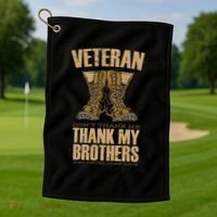 Thank My Brothers Veteran Boots Golf Towel thumb 1