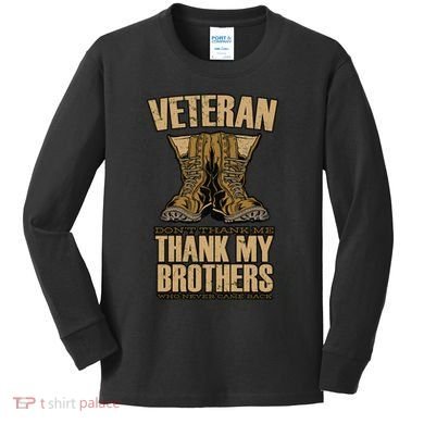 Thank My Brothers Veteran Boots Kids Long Sleeve Shirt