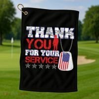 Thank You For Your Service Veterans Day Golf Towel thumb 1