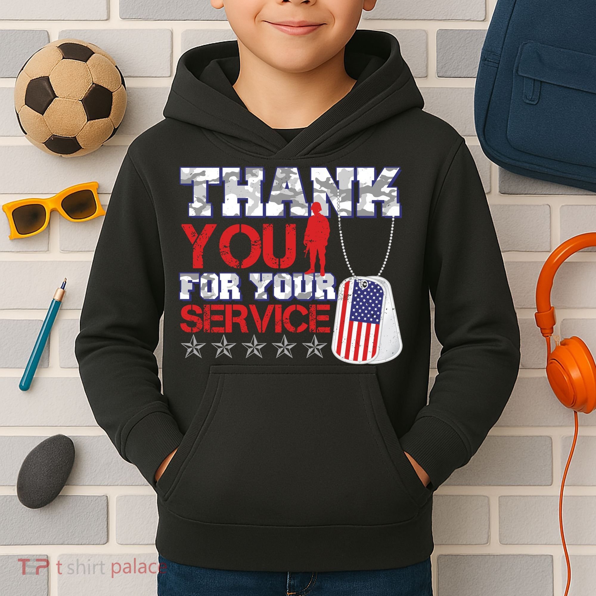 Thank You For Your Service Veterans Day Kids Hoodie