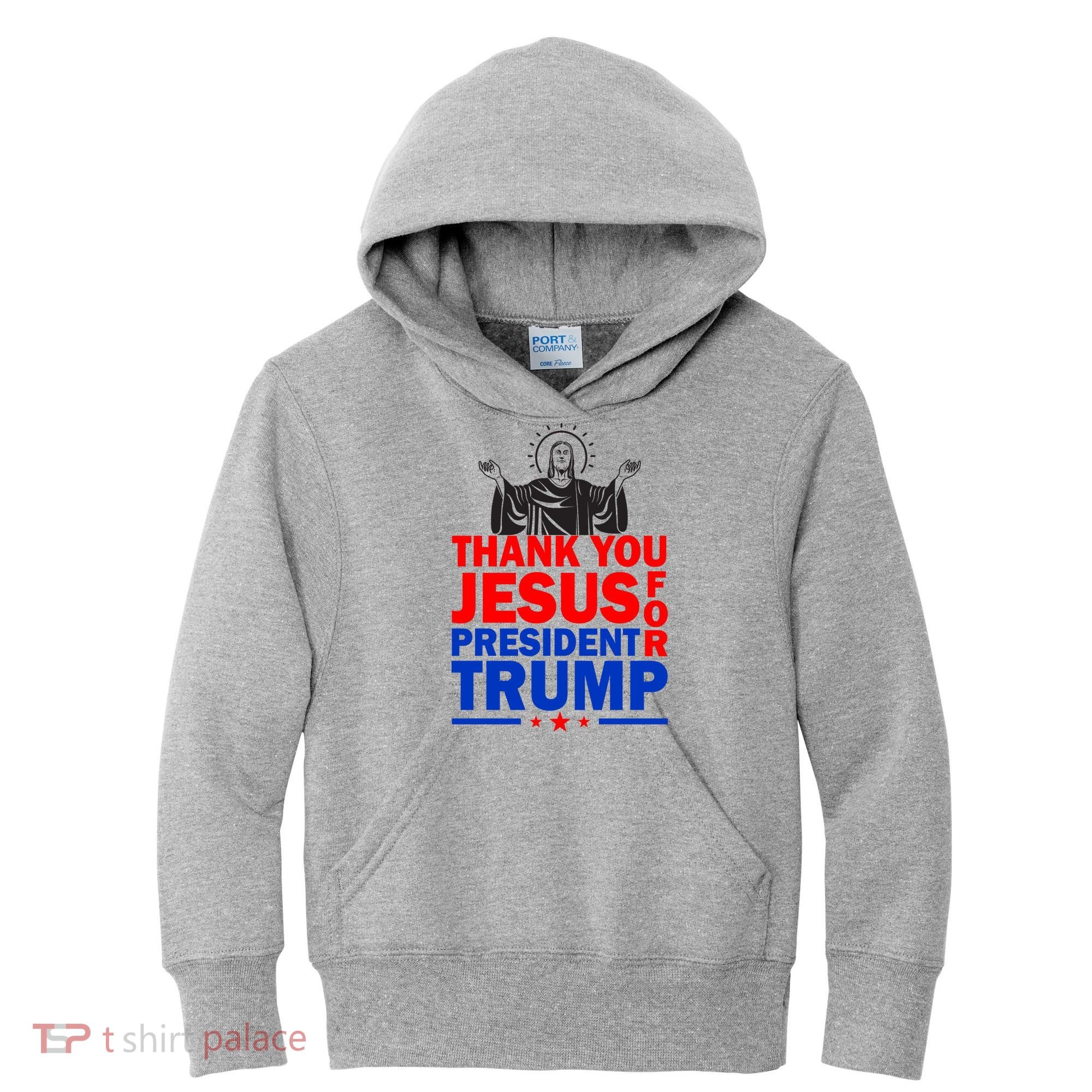 Thank You Jesus For President Trump Kids Hoodie