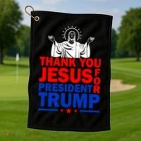 Thank You Jesus For President Trump Golf Towel thumb 1