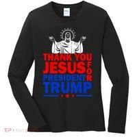Thank You Jesus For President Trump Women's Long Sleeve Shirt thumb 0