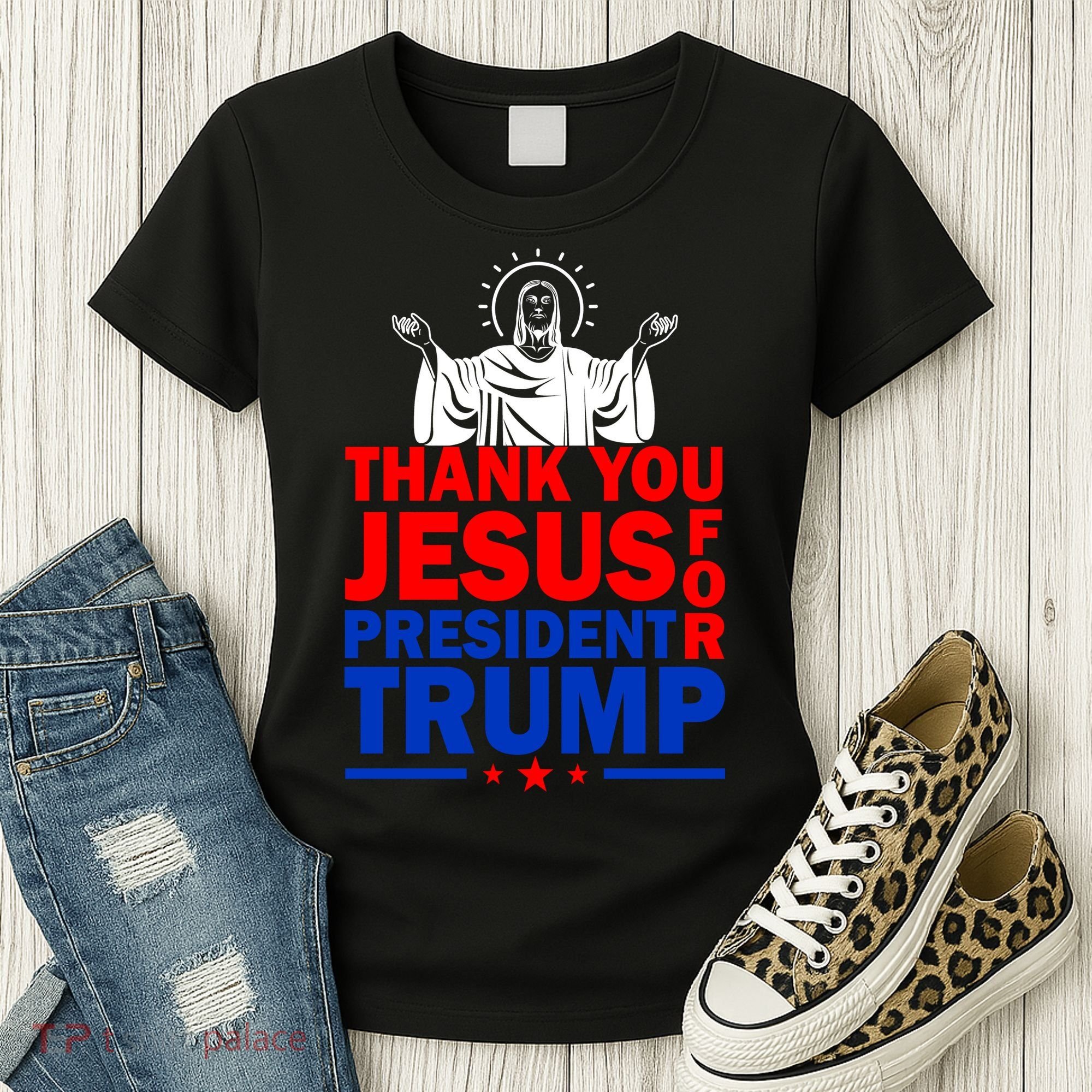 Thank You Jesus For President Trump Women's T-Shirt