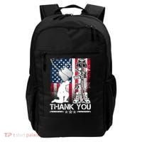 Thank You Memorial Day Distressed Flag Kneeling Soldier Backpack thumb 0