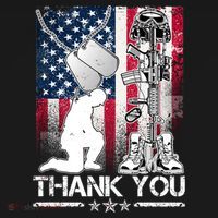 Thank You Memorial Day Distressed Flag Kneeling Soldier Backpack thumb 2