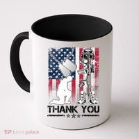 Thank You Memorial Day Distressed Flag Kneeling Soldier Coffee Mug thumb 0